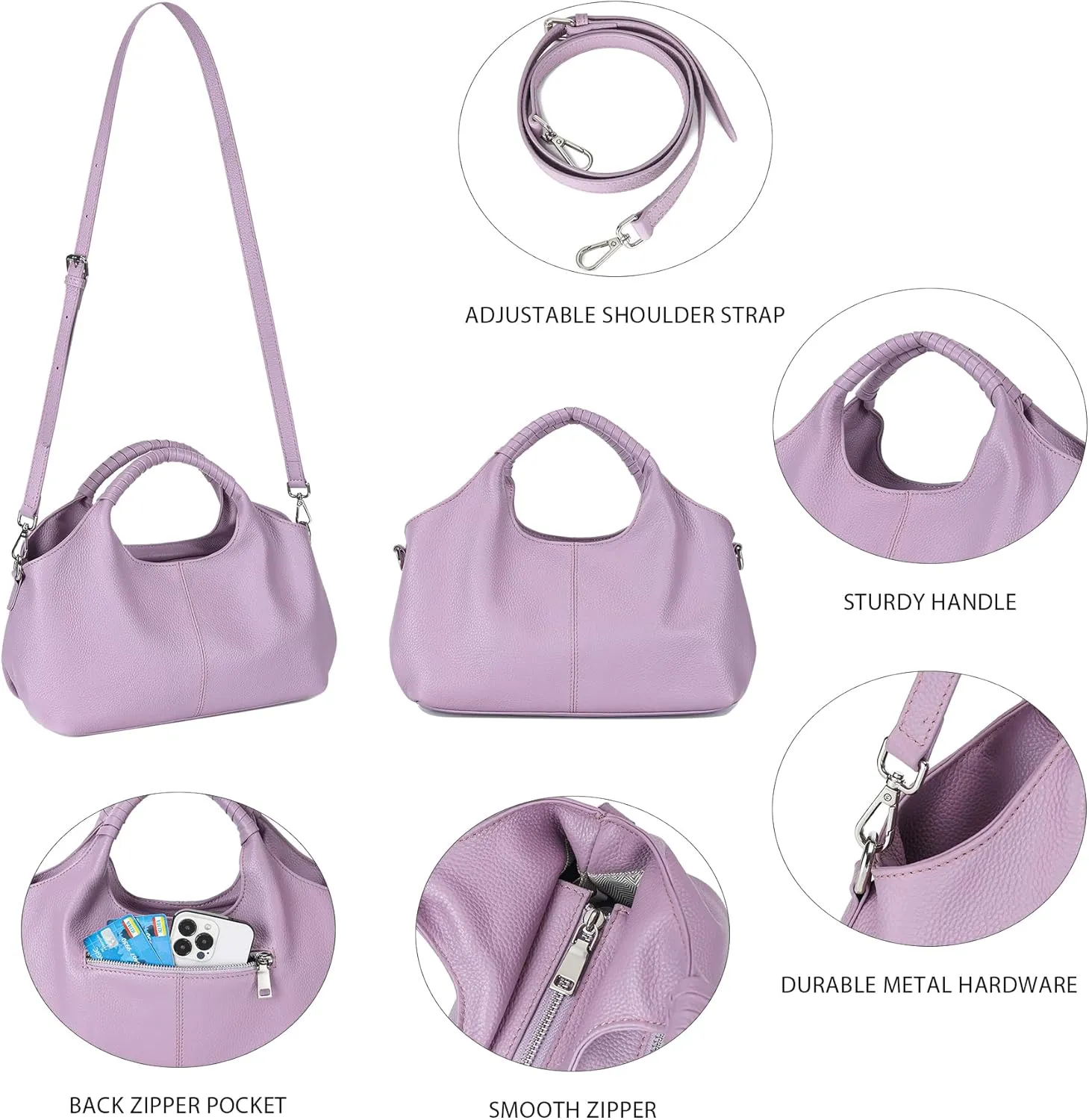 Genuine Leather Hobo Tote Bag Purses for Women
