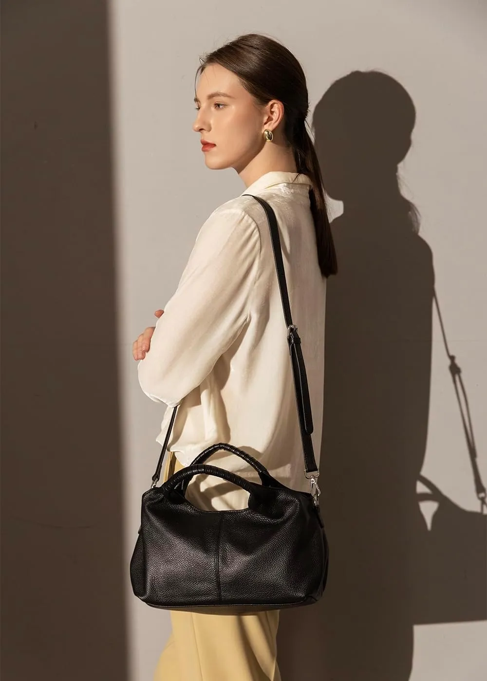 Genuine Leather Hobo Tote Bag Purses for Women