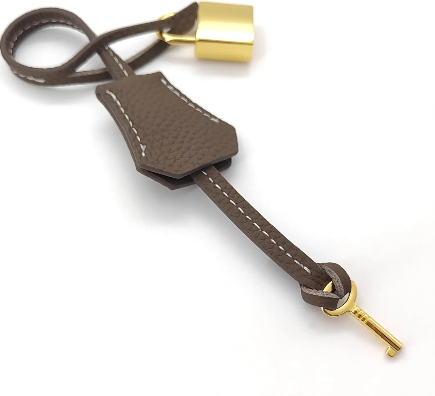 Genuine Leather Key Clochette Bag Charm, Bell Key Holder, Purse Keychain, Handbag Accessories Replacement, w/Padlock