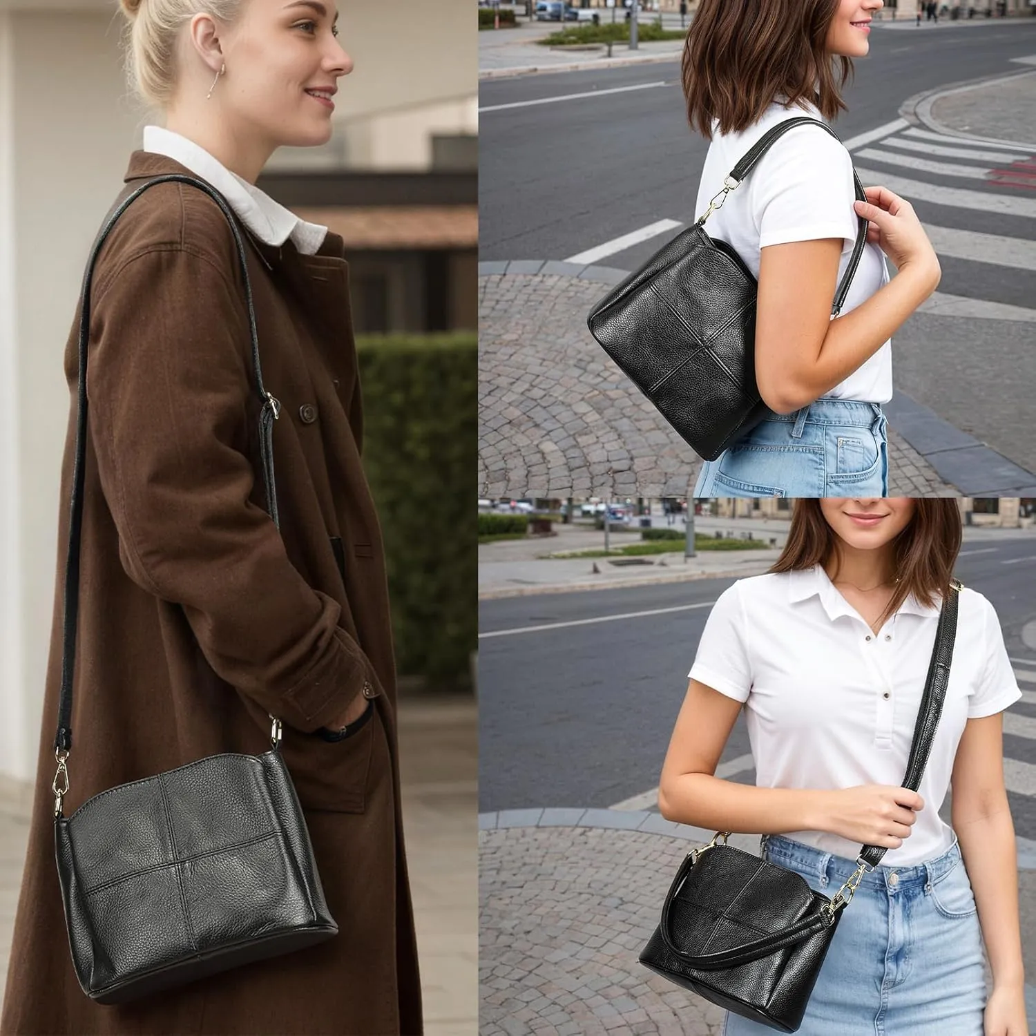 Genuine Leather Women Shoulder Bag Small Crossbody Bags Purse Mini Casual Hobo Lady Handbags and Purses Messenger Satchel