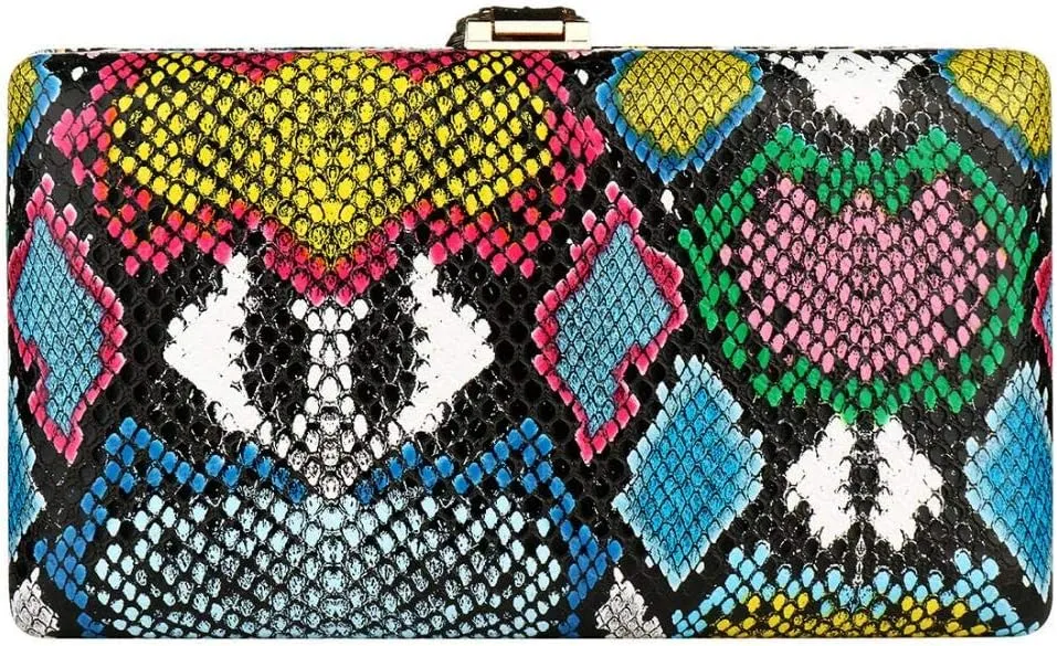 Gets Multicolor Snakeskin Purse for Women Box Evening Bag Green Snakeskin Clutch Handbag Party Wedding