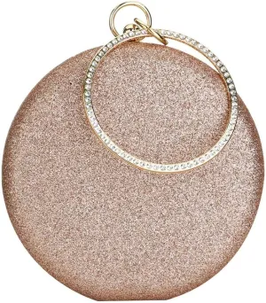 Gets Women Top Handle Handbags Tote Bag Clutch Purse for Women With Rhinestone Circular Ring