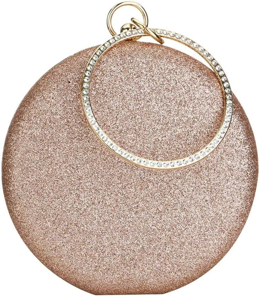 Gets Women Top Handle Handbags Tote Bag Clutch Purse for Women With Rhinestone Circular Ring