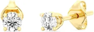 Gilded Lab-Grown Diamond Solitaire Earrings for Women, Round Cut, 10K White & Yellow Gold, 4-Prong, Push Back, F Color SI1