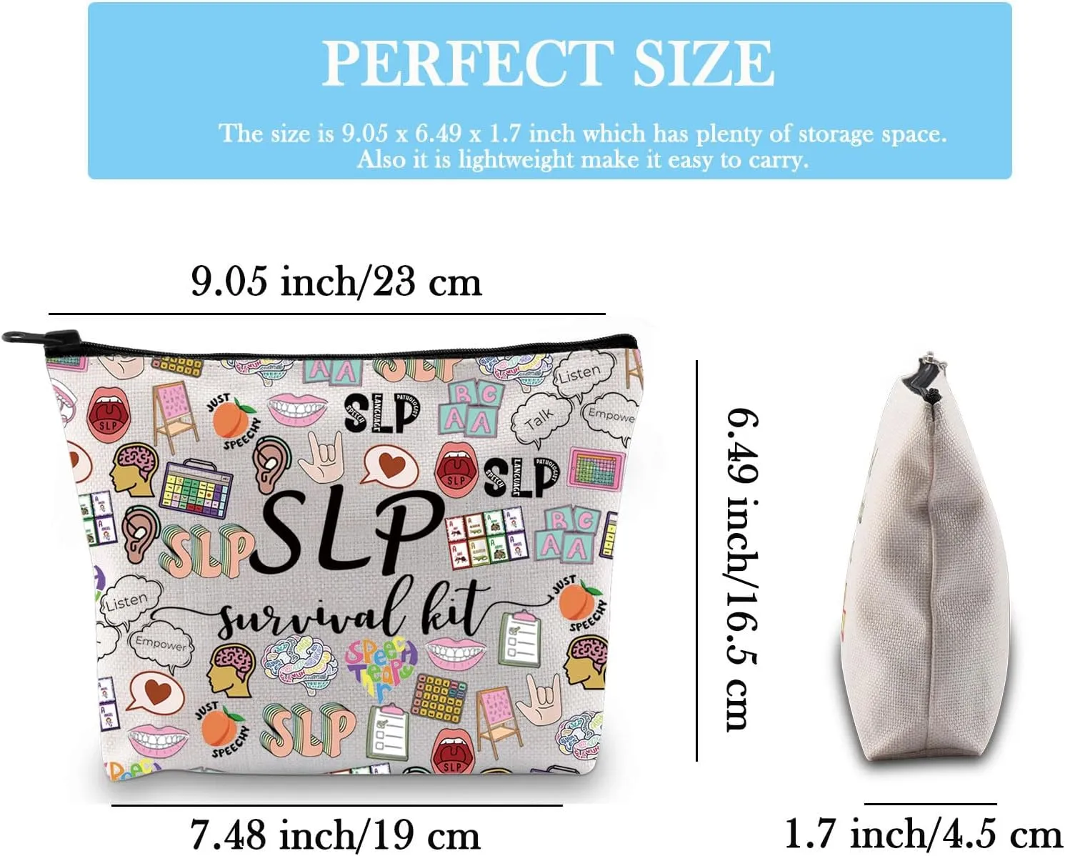GJTIM SLP Survival Kit Speech Pathology Gift Makeup Zipper Pouch Bag SLP Gift For Speech Language Pathologist (Survival SLP 2 Bag)