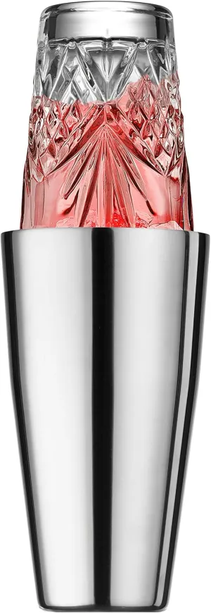 Godinger Cocktail Shaker, Martini Shaker, Boston Shaker, Stainless Cup and Crystal Glass to Mix Drinks Cocktails - Dublin Collection