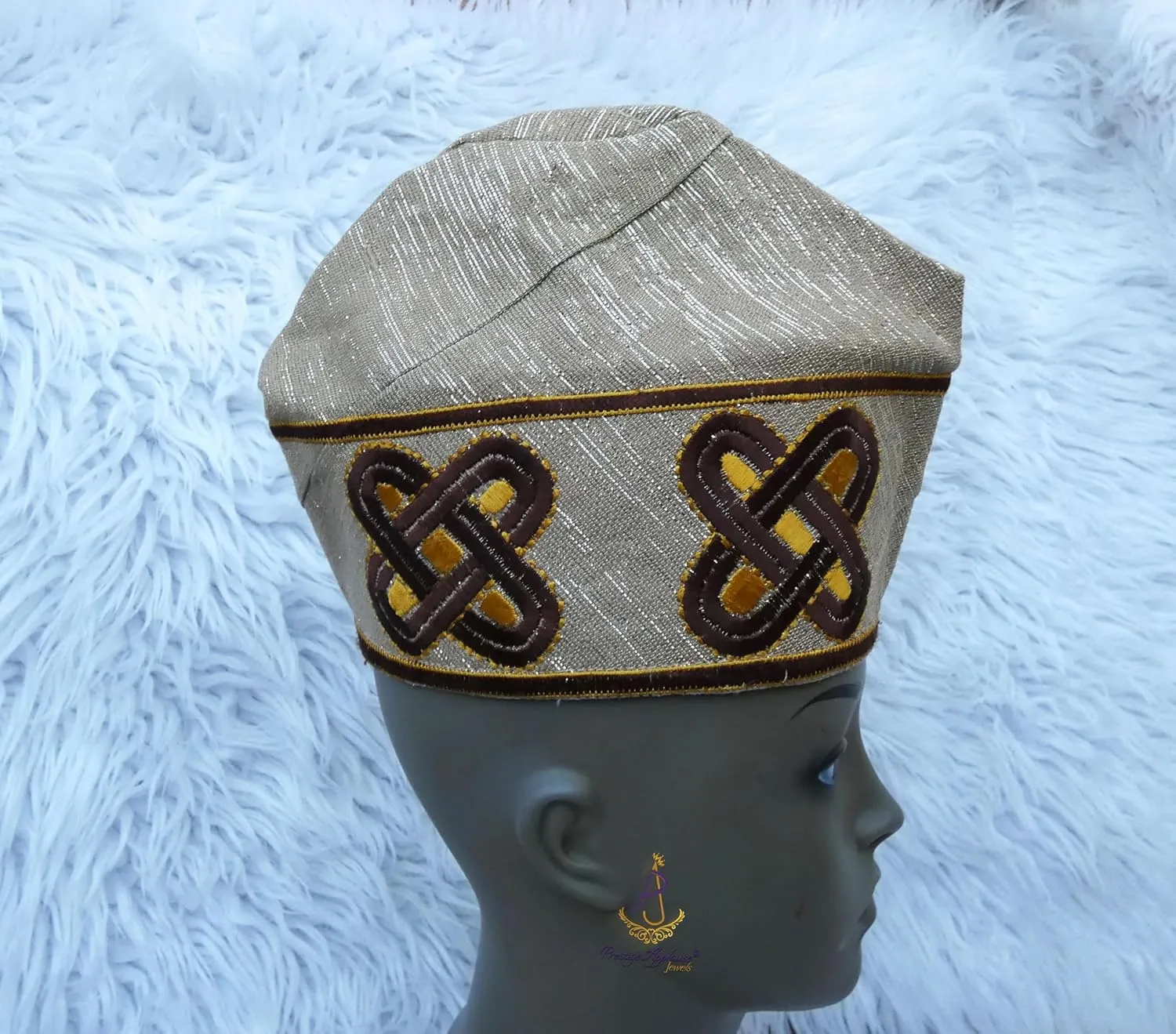 Gold Embroidery ASO Oke Groom Cap African Nigerian Hat Men Groom for Wedding Party Yoruba Hat Men Cap
