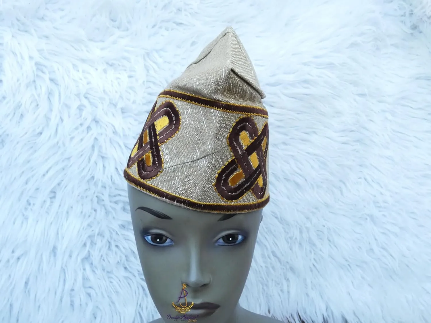 Gold Embroidery ASO Oke Groom Cap African Nigerian Hat Men Groom for Wedding Party Yoruba Hat Men Cap