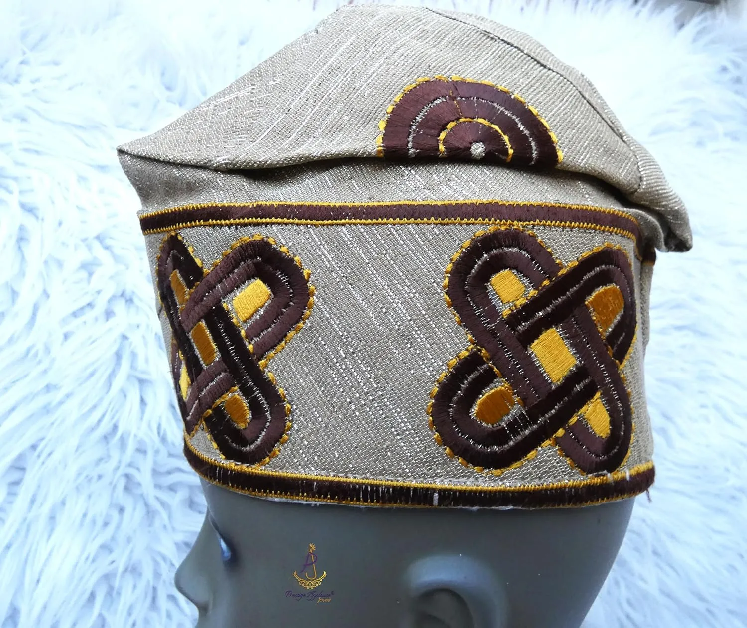 Gold Embroidery ASO Oke Groom Cap African Nigerian Hat Men Groom for Wedding Party Yoruba Hat Men Cap