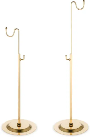 Gold Handbag Display Stands - Set of Two Single Hanging Hook Stand, Retail Metal Table Adjustable Bag Rack