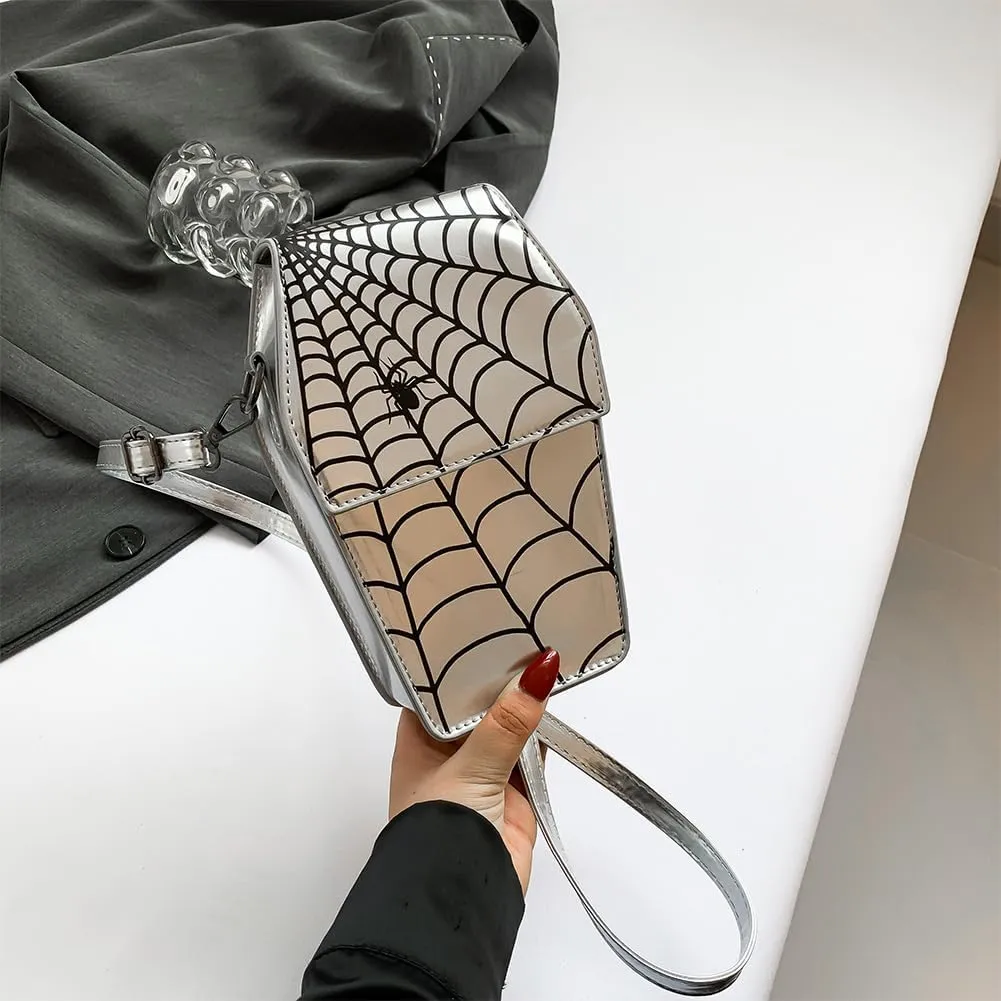 Gothic Coffin Shape Crossbody Bag for Women, Novelty Gothic Crossbody Purse Halloween Trick or Treat Purses