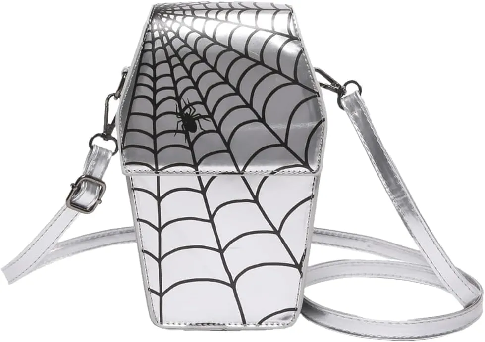 Gothic Coffin Shape Crossbody Bag for Women, Novelty Gothic Crossbody Purse Halloween Trick or Treat Purses