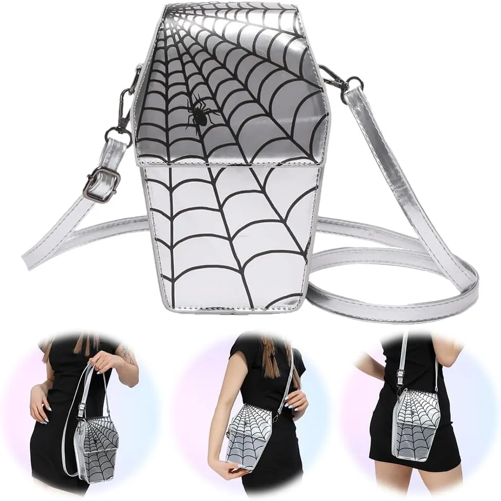 Gothic Coffin Shape Crossbody Bag for Women, Novelty Gothic Crossbody Purse Halloween Trick or Treat Purses