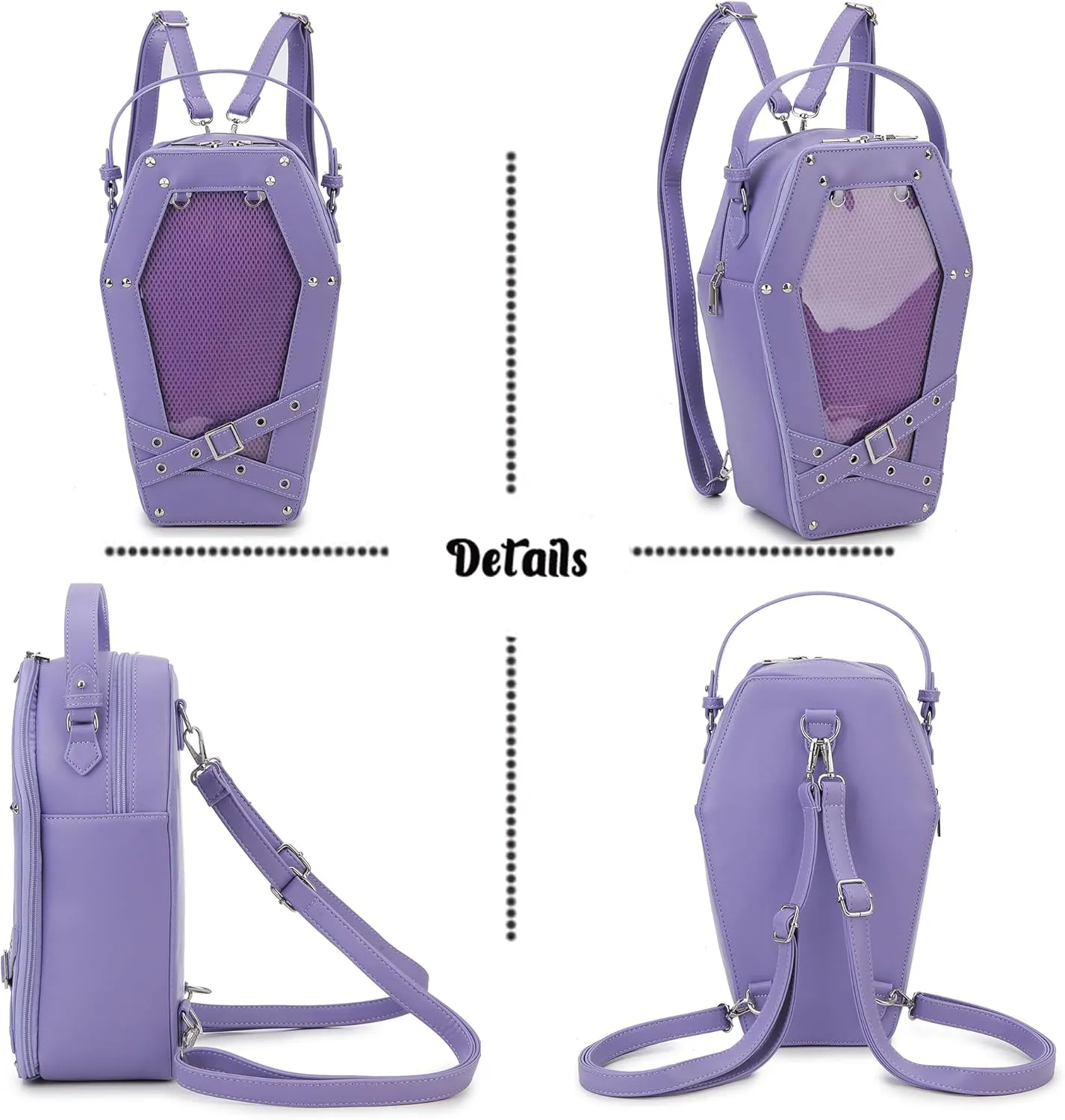 Gothic Coffin Shape Fashion Purses and Handbags for Women Halloween Shoulder Bag Backpack