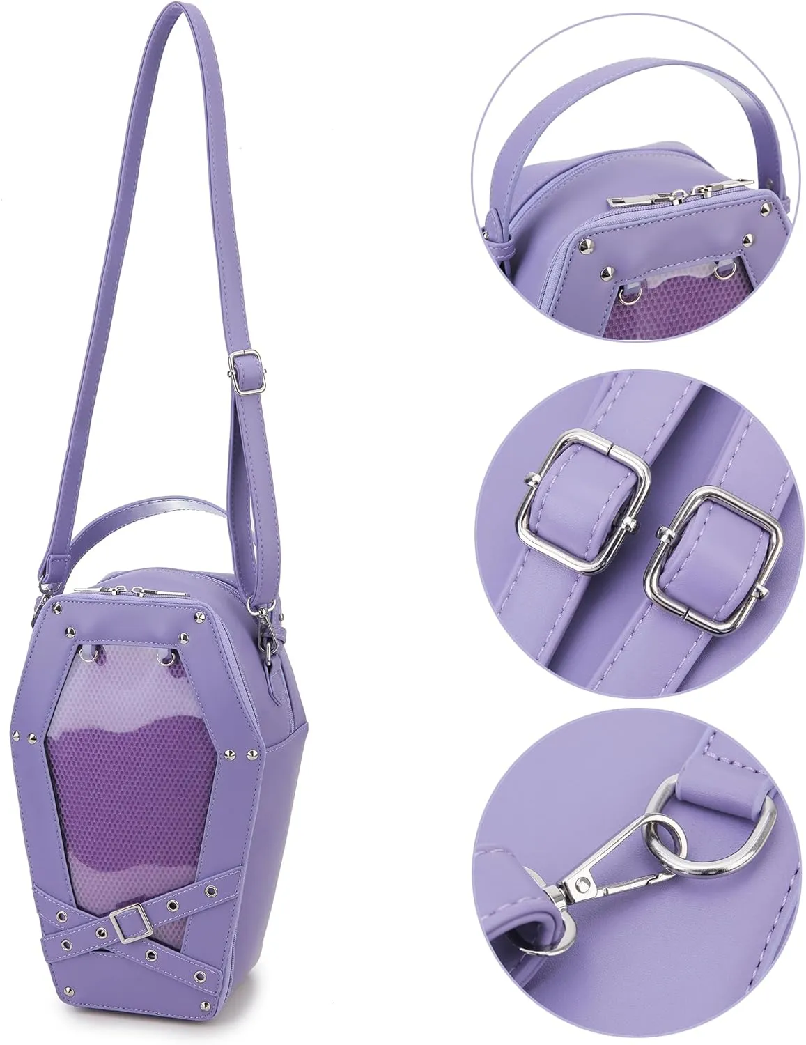 Gothic Coffin Shape Fashion Purses and Handbags for Women Halloween Shoulder Bag Backpack