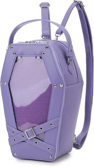 Gothic Coffin Shape Fashion Purses and Handbags for Women Halloween Shoulder Bag Backpack