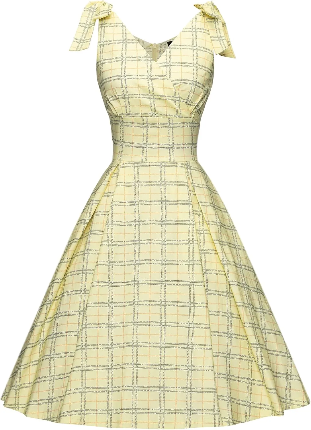 GownTown Women's 1950s V-Neck Adjustable Bowknot Swing Cocktail Dress