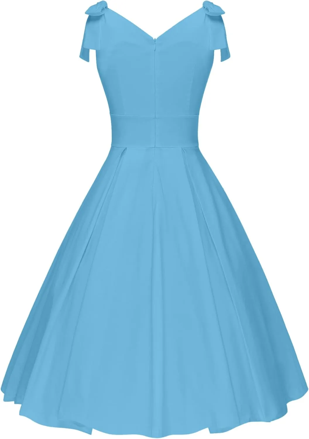 GownTown Women's 1950s V-Neck Adjustable Bowknot Swing Cocktail Dress