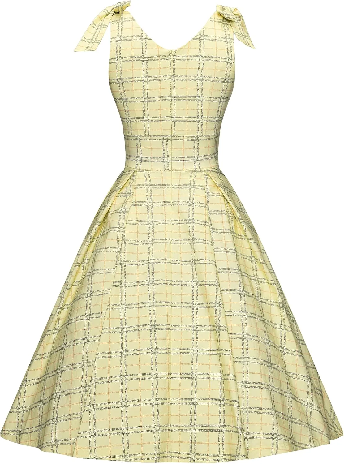 GownTown Women's 1950s V-Neck Adjustable Bowknot Swing Cocktail Dress