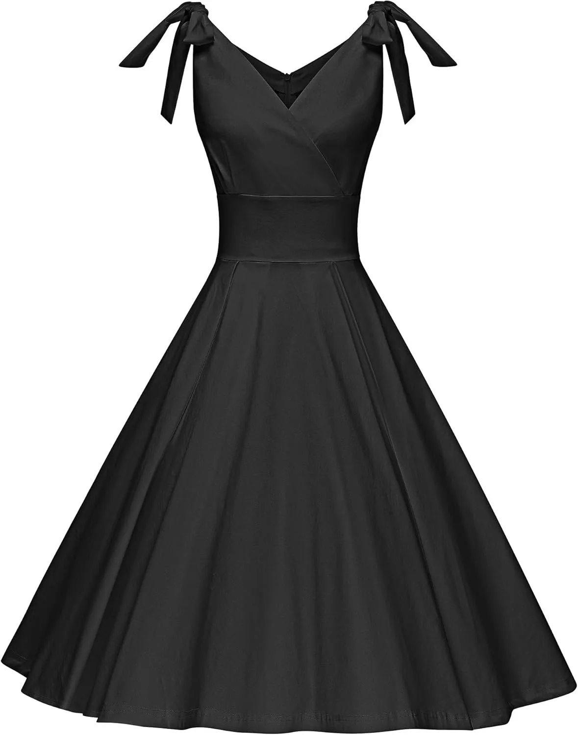 GownTown Women's 1950s V-Neck Adjustable Bowknot Swing Cocktail Dress