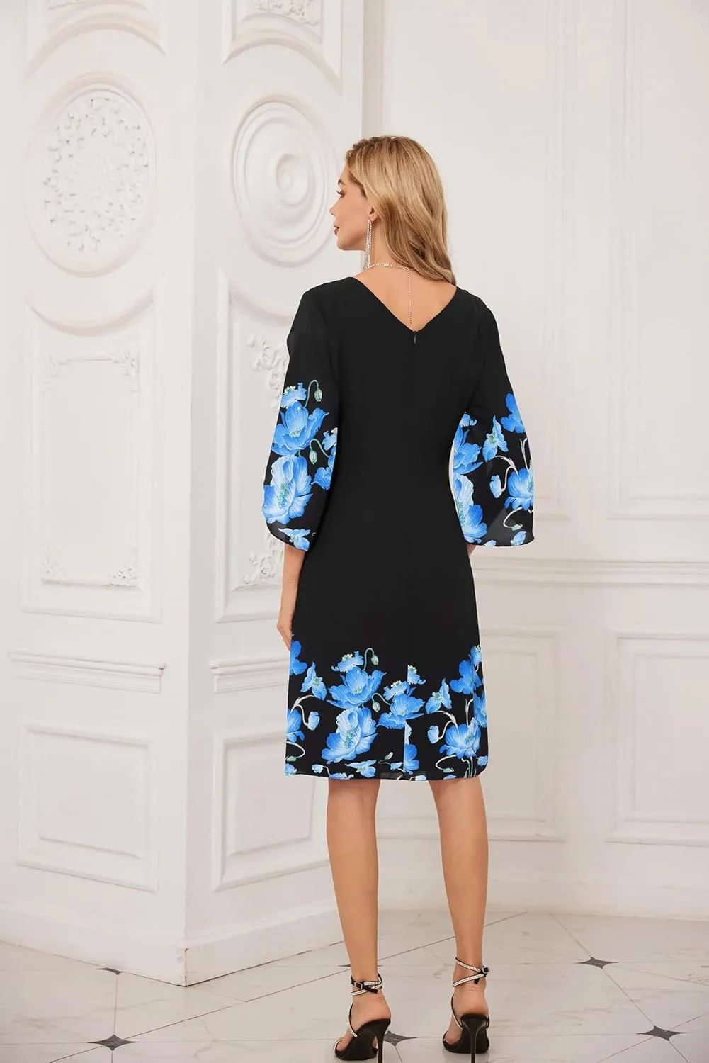 GRACE KARIN Womens Chiffon Dresses Flutter Sleeve Party Wedding Cocktail Dress Size 8-20