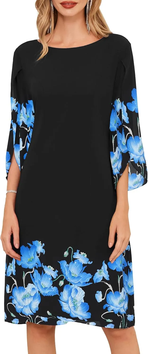 GRACE KARIN Womens Chiffon Dresses Flutter Sleeve Party Wedding Cocktail Dress Size 8-20