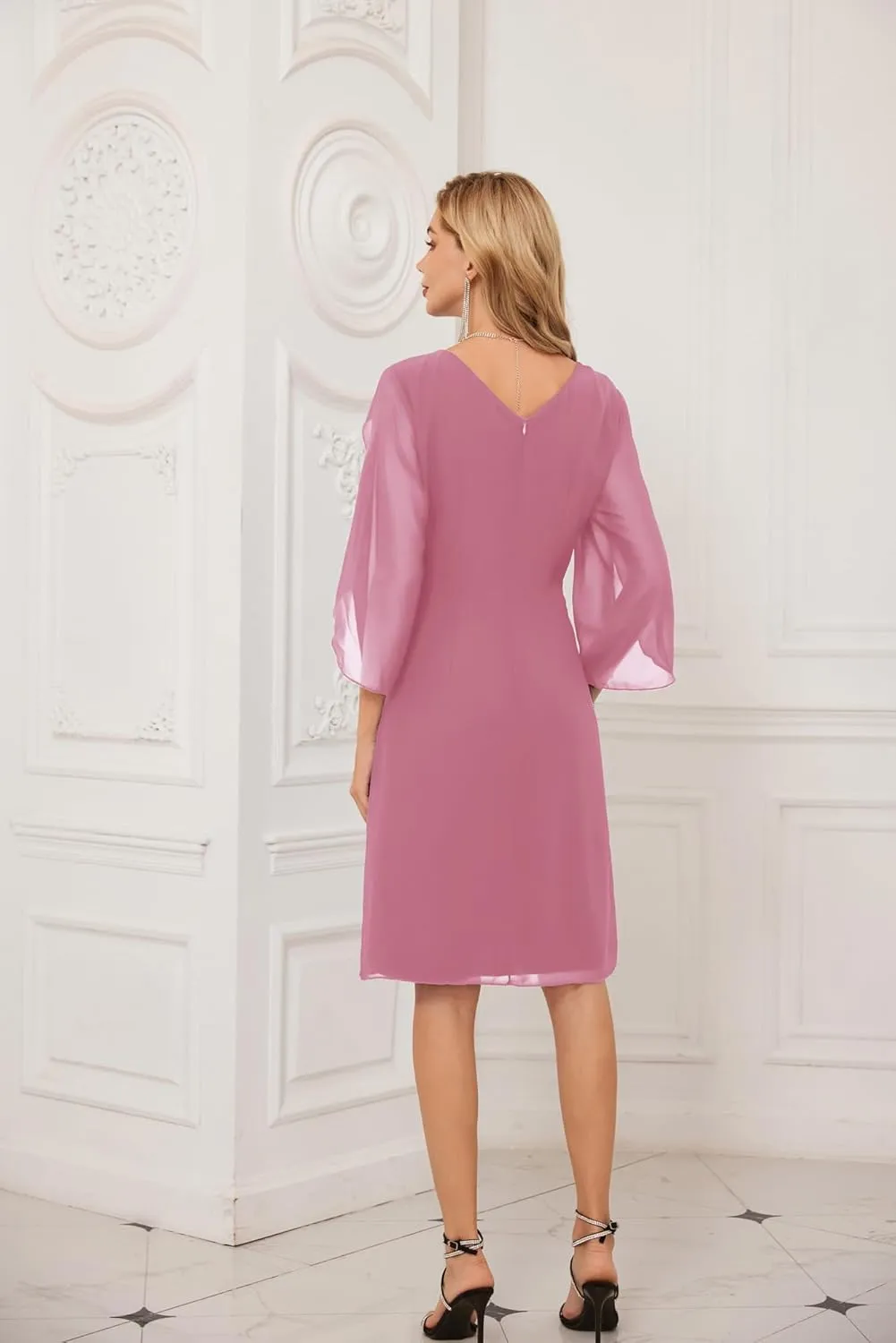 GRACE KARIN Womens Chiffon Dresses Flutter Sleeve Party Wedding Cocktail Dress Size 8-20