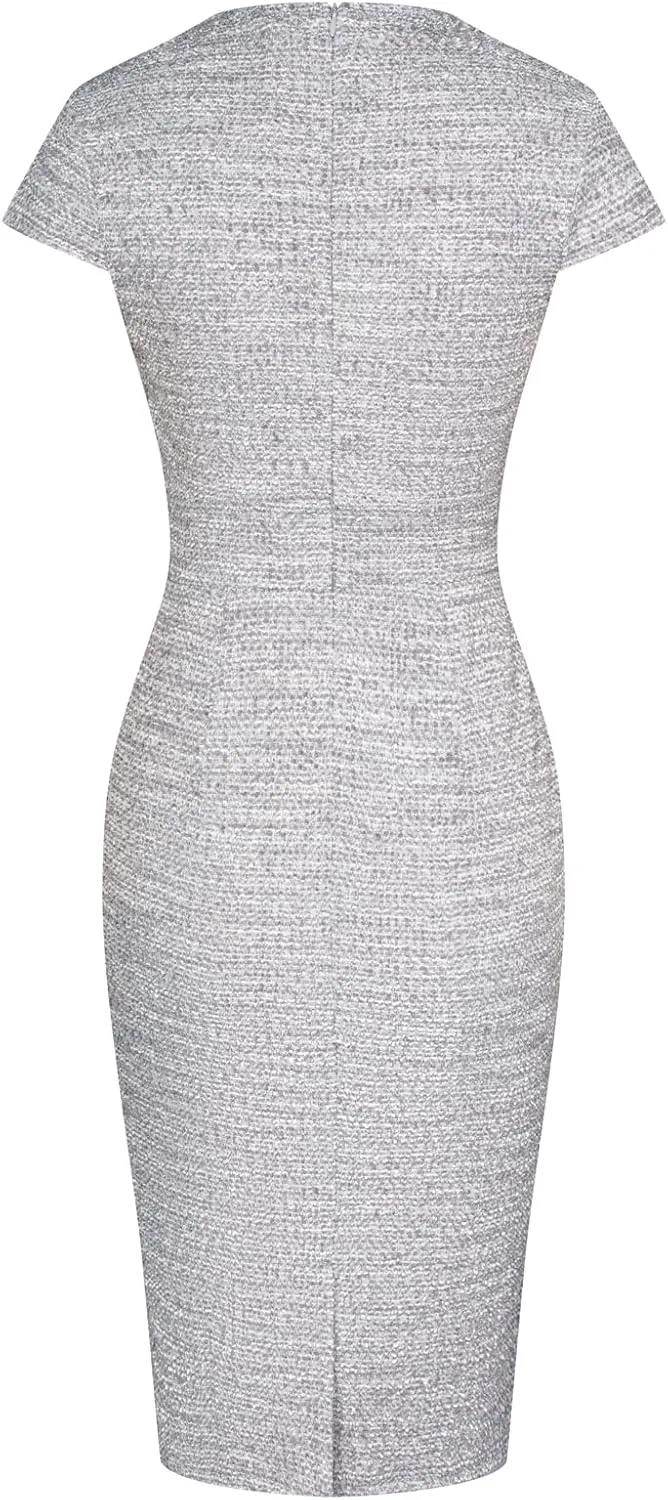 GRACE KARIN Women's Gorgeous Pencil Dress Cap Sleeve Tweed Pencil Dress for Work