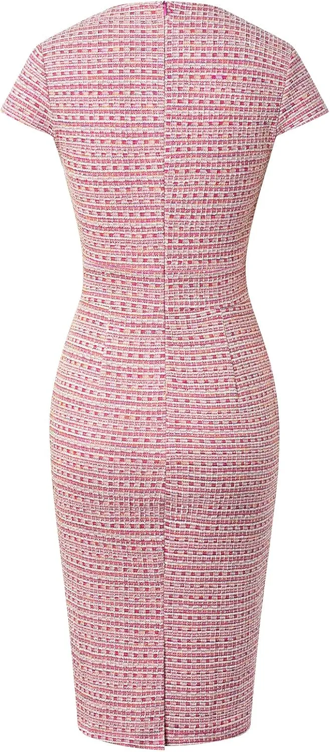 GRACE KARIN Women's Gorgeous Pencil Dress Cap Sleeve Tweed Pencil Dress for Work