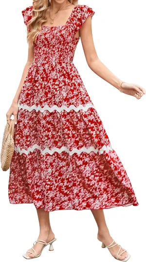 GRACE KARIN Women's Summer Sleeveless Wedding Guest Dress Square Neck Formal Maxi Dress with Pocket