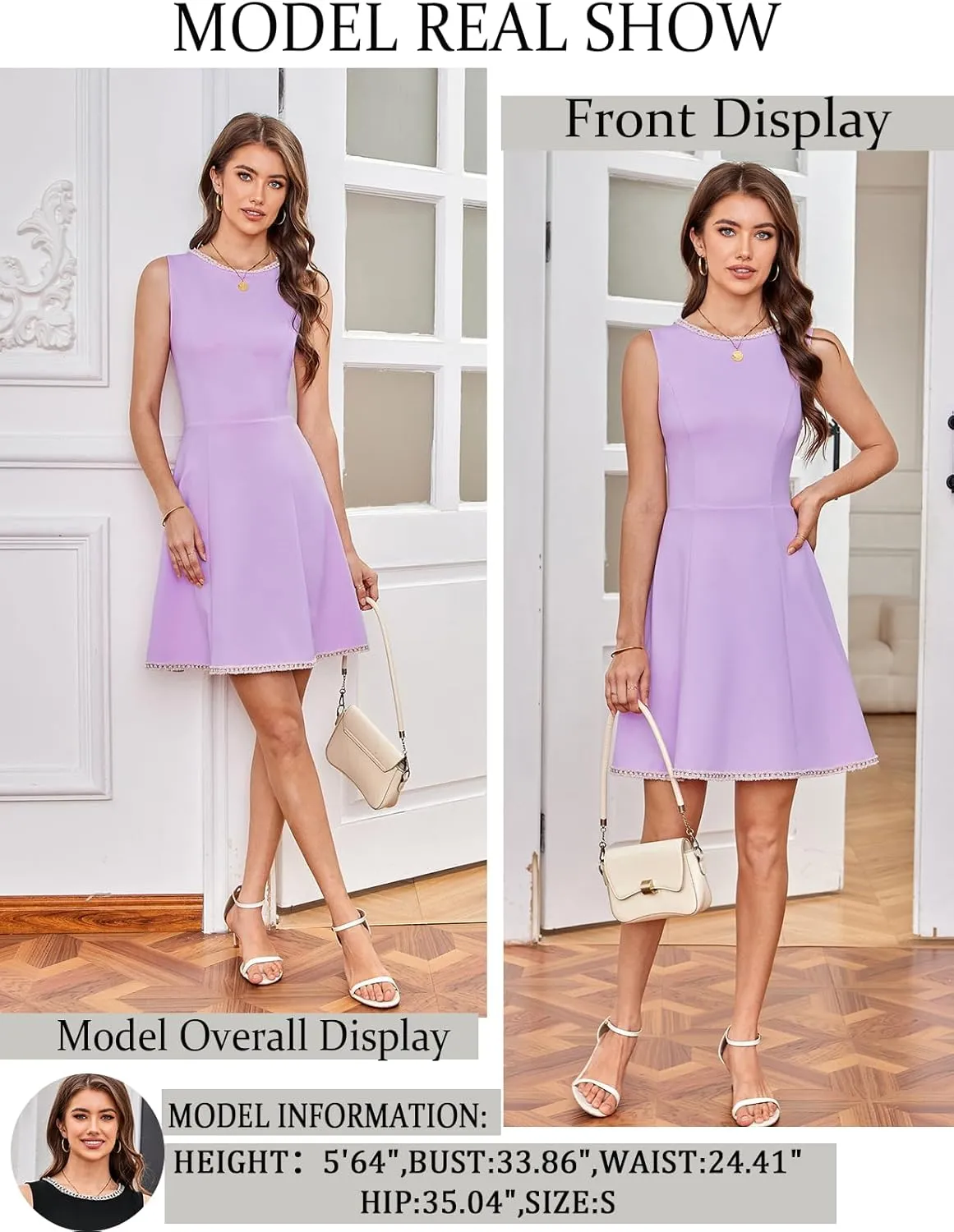 GRACE KARIN Women's Wear to Work Dress Crew Neck Solid Color Sleeveless A-Line Casual Business Office Formal Dresses