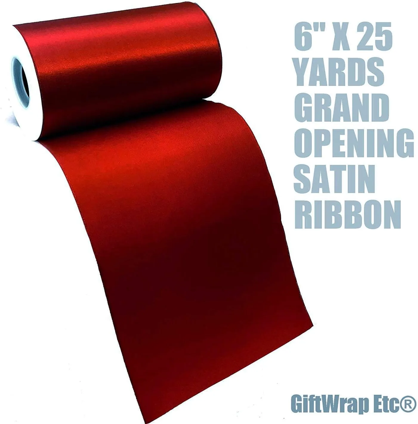 Grand Opening Ceremony Red Ribbon - 6" x 25 Yards, Double Wide, Satin, Valentine's Day, President's Day, Lunar New Year, Store Front, Indoor Display, USA, Memorial Day, Christmas