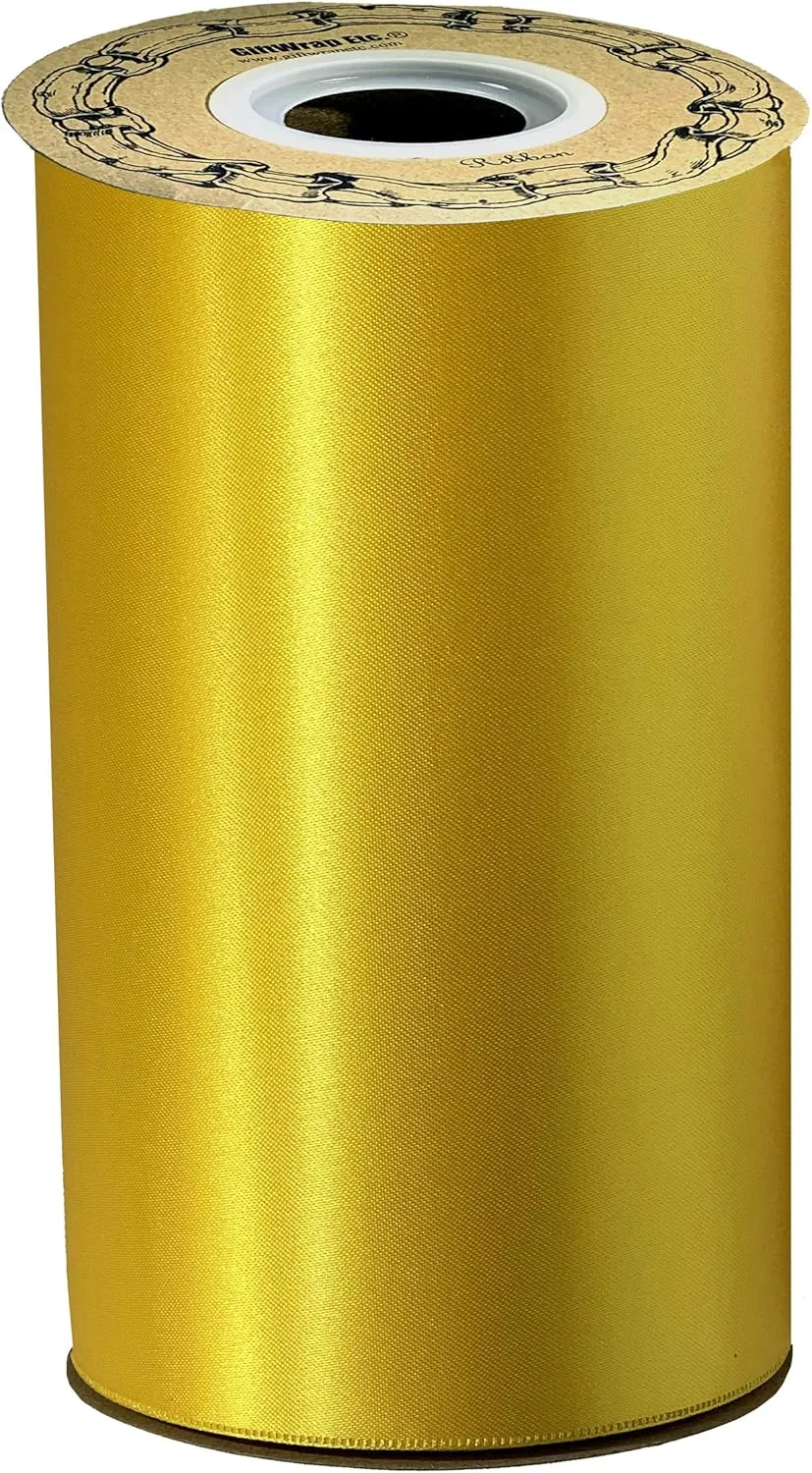 Grand Opening Ceremony Yellow Ribbon - 6" x 25 Yards, Double Wide, Satin, Spring, Summer, Wreath, Décor, Store Front, Indoor Display, Thanksgiving, Christmas, Mardi Gras, Easter