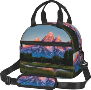 grand teton national park Print Lunch Bag Adult Lunch Box for Women and Men with Adjustable Shoulder Adult Tote Bags