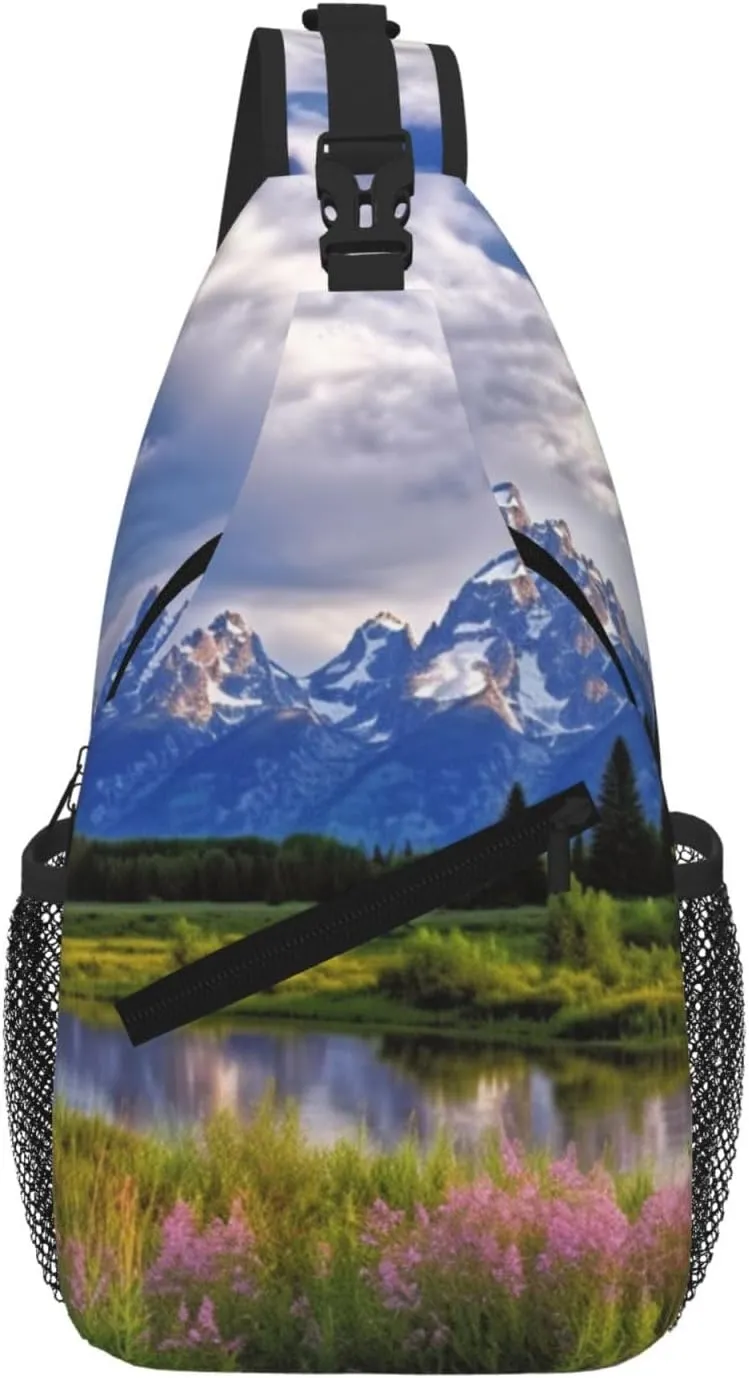 Grand Teton National Park Sling Bag For Women Men Travel Hiking Backpack Crossbody Shoulder Chest Bags Casual Daypack