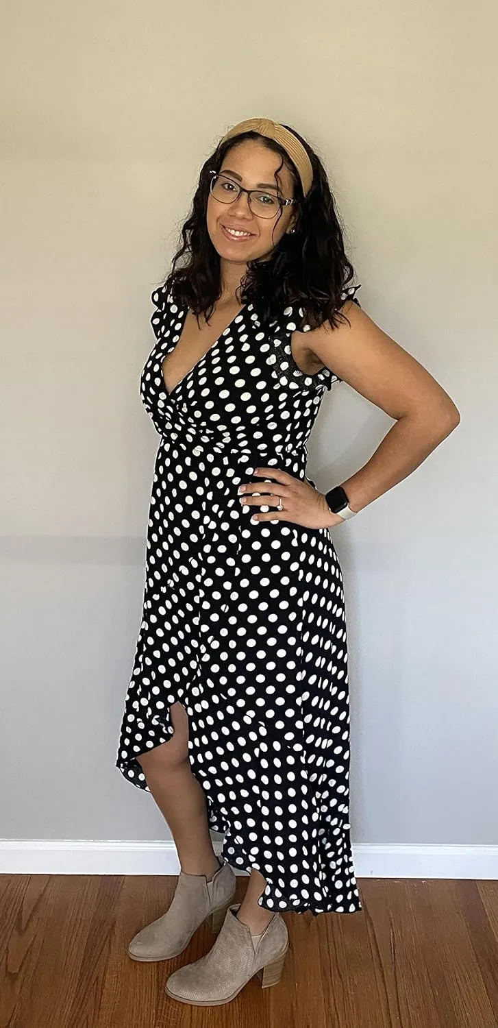 GRECERELLE 2025 Women's Spring Summer Boho Floral Print V-Neck Faux Wrap Maxi Dress for Wedding Guest, Graduation, Party