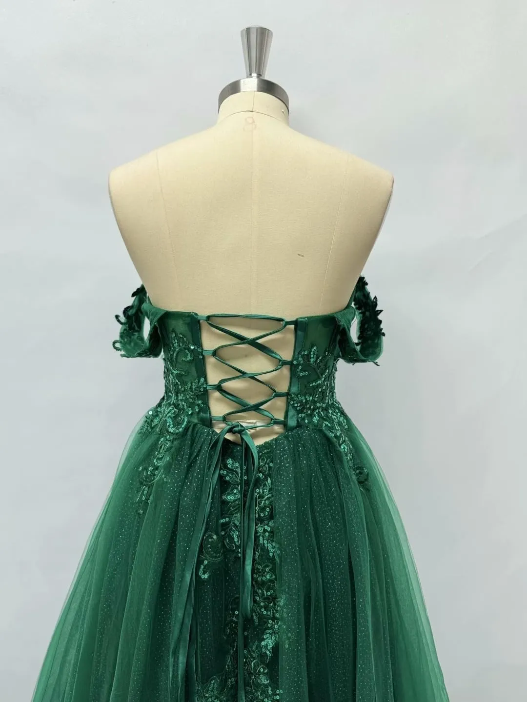Guramisi Women's Off The Shoulder Prom Dresses with Slit Long Laces Appliques Formal Ball Gowns for Teens