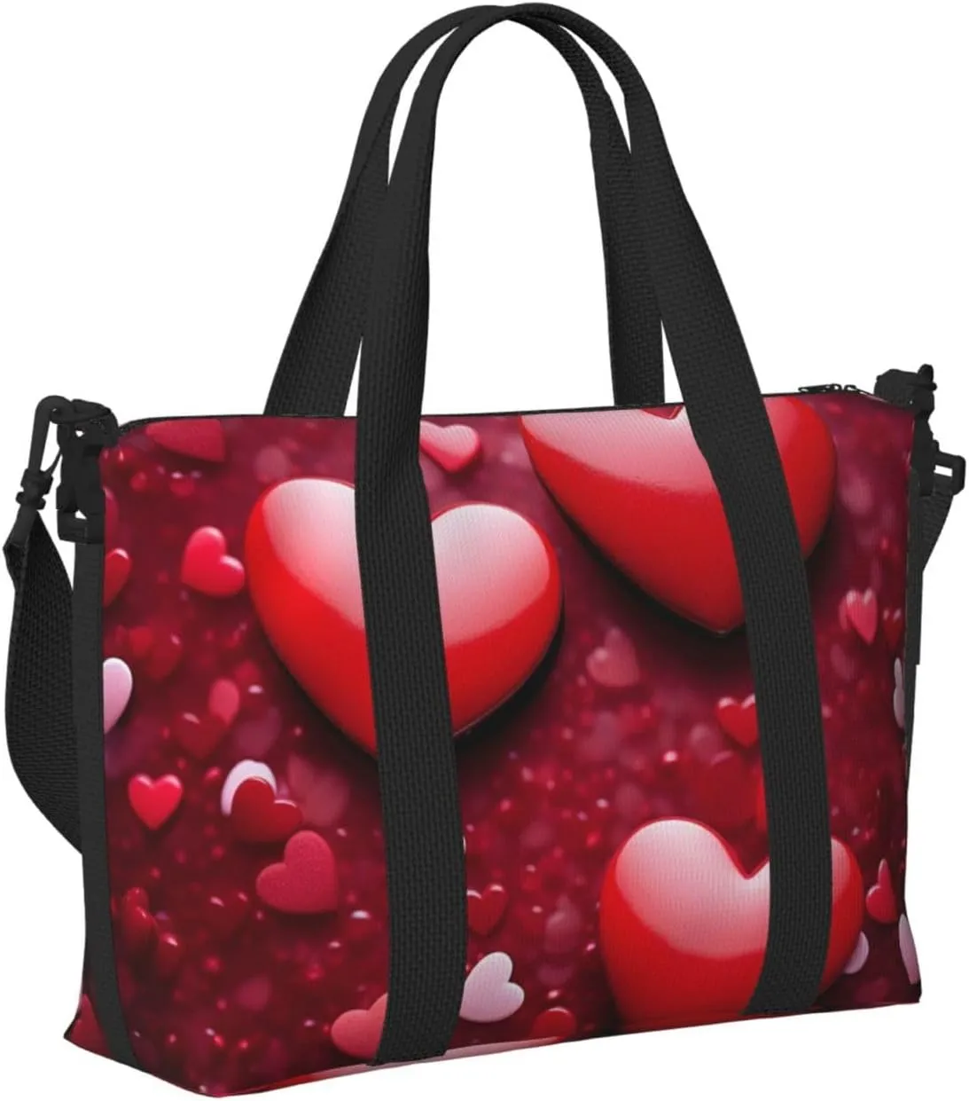 Gym Bag Valentines Love Hearts Duffel Bag for Men Women Travel Overnight Bag with Shoe Compartment Workout Bags