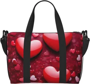 Gym Bag Valentines Love Hearts Duffel Bag for Men Women Travel Overnight Bag with Shoe Compartment Workout Bags