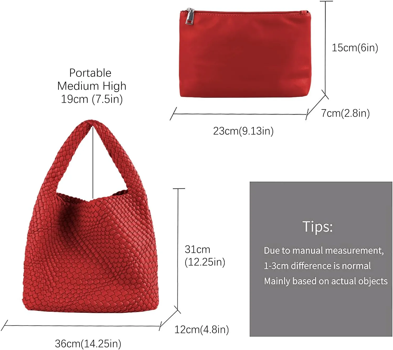Hand Woven Tote for Women - Vegan Leather Handle Handbag, Travel Shoulder Bag, Hobo and Beach Bag With Purse