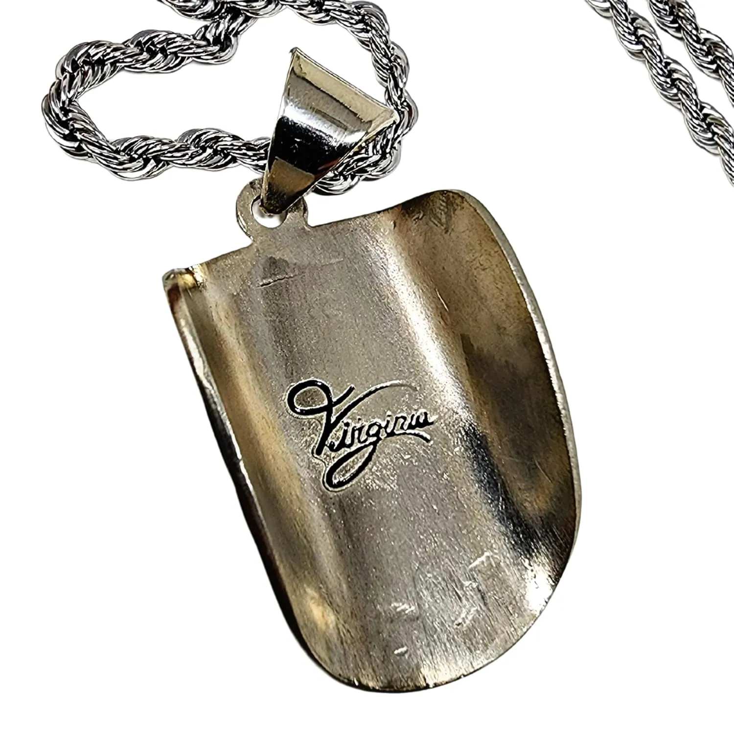 Handcrafted Sugar Scoop Welding Hood Pendant. Custom Copper Initial. Hand Engraved. Necklace Gift for Welders. Avoid getting it wet. (E)