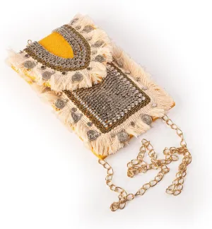Handmade Sling Bag Purse Wallet Hand Stitched Traditional Ethnic Work for Women for Party Wedding and Gifting (Black - 8"x5")