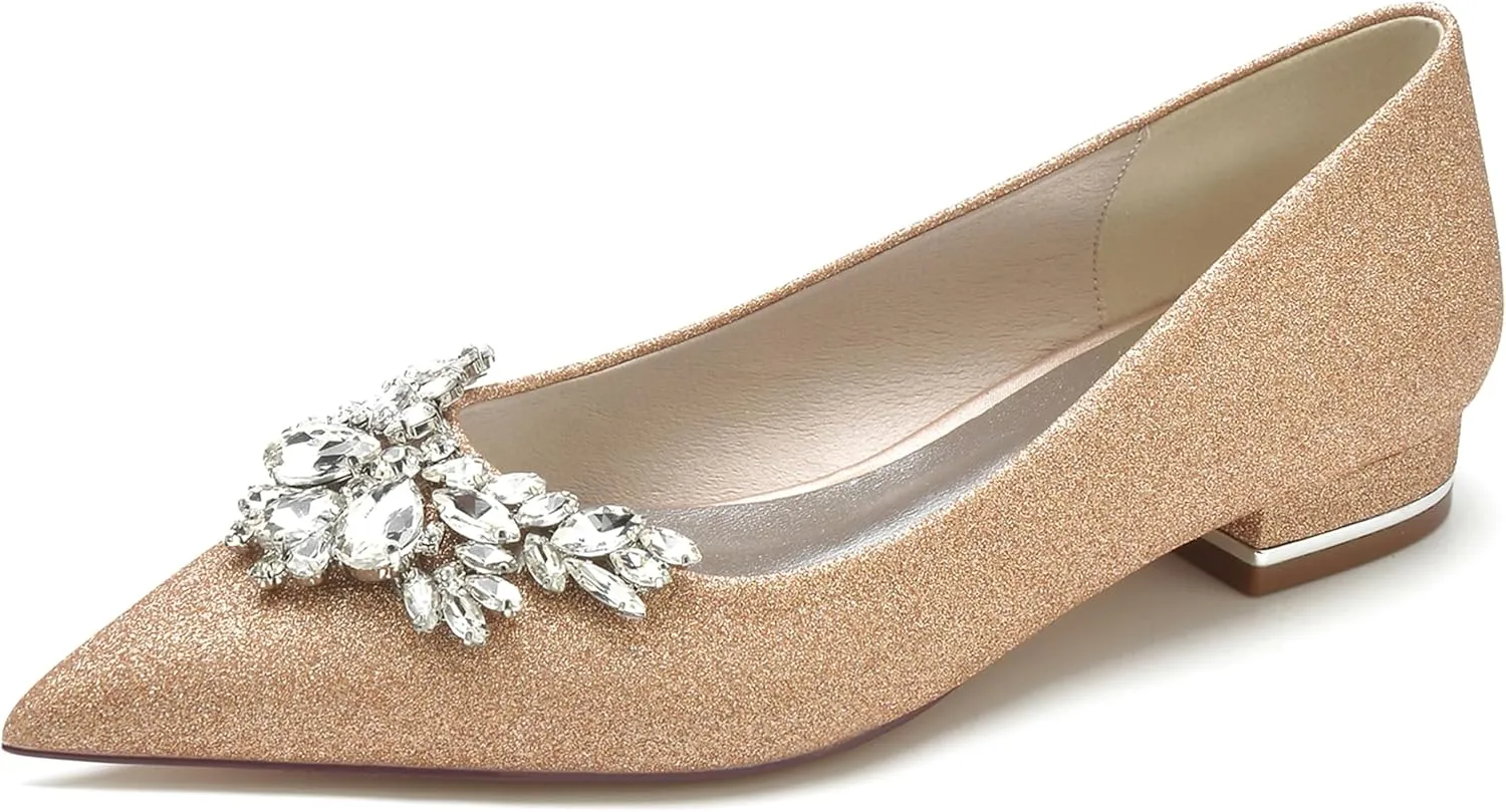 Hanfike Girls Women Wedding Flats Slip-on Lace Comfortable Evening Prom Shoes with Bows JY259