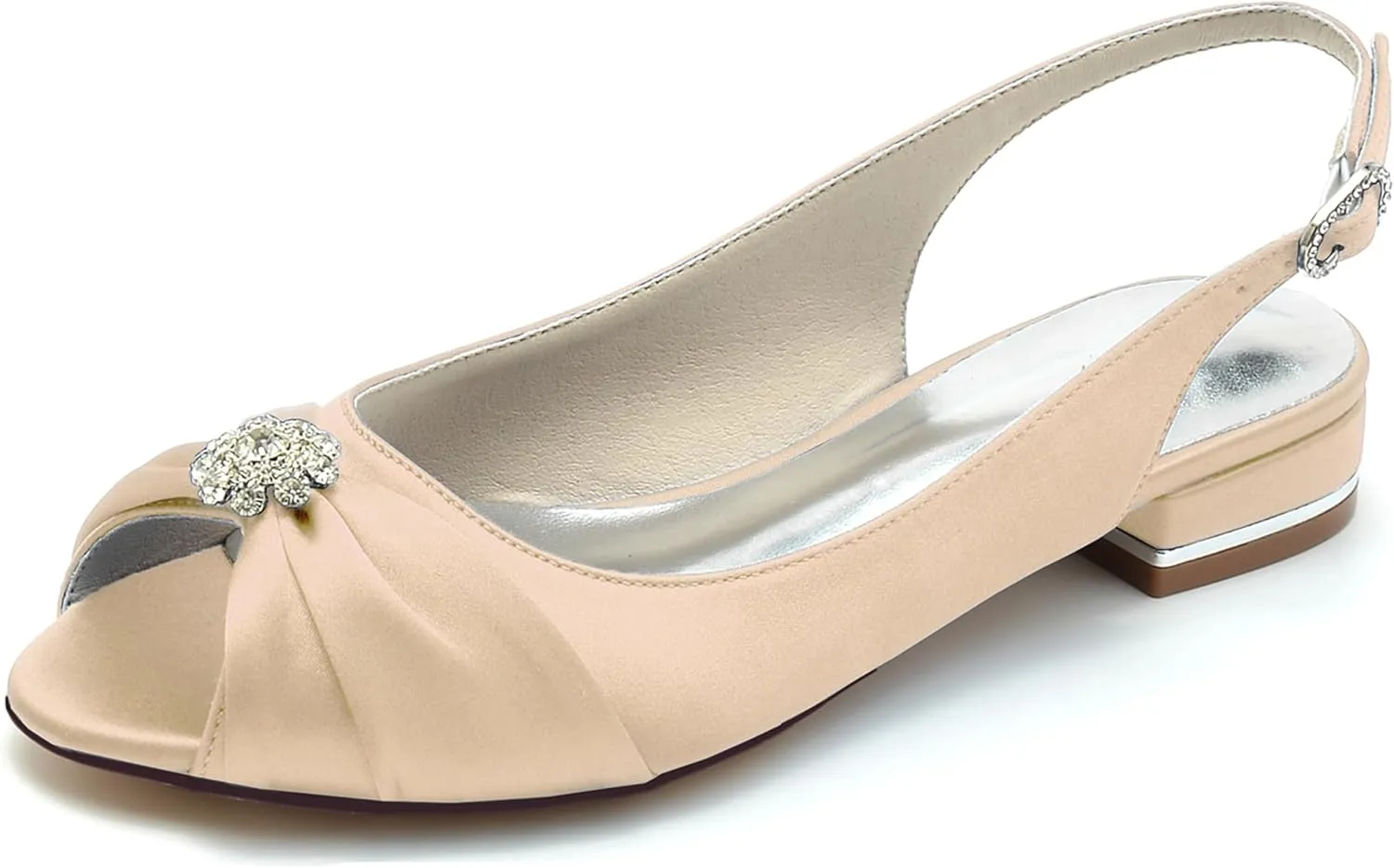 Hanfike Girls Womens Comfortable Wedding Flats Slingback Peep Toe Formal Party Evening Shoes JY279