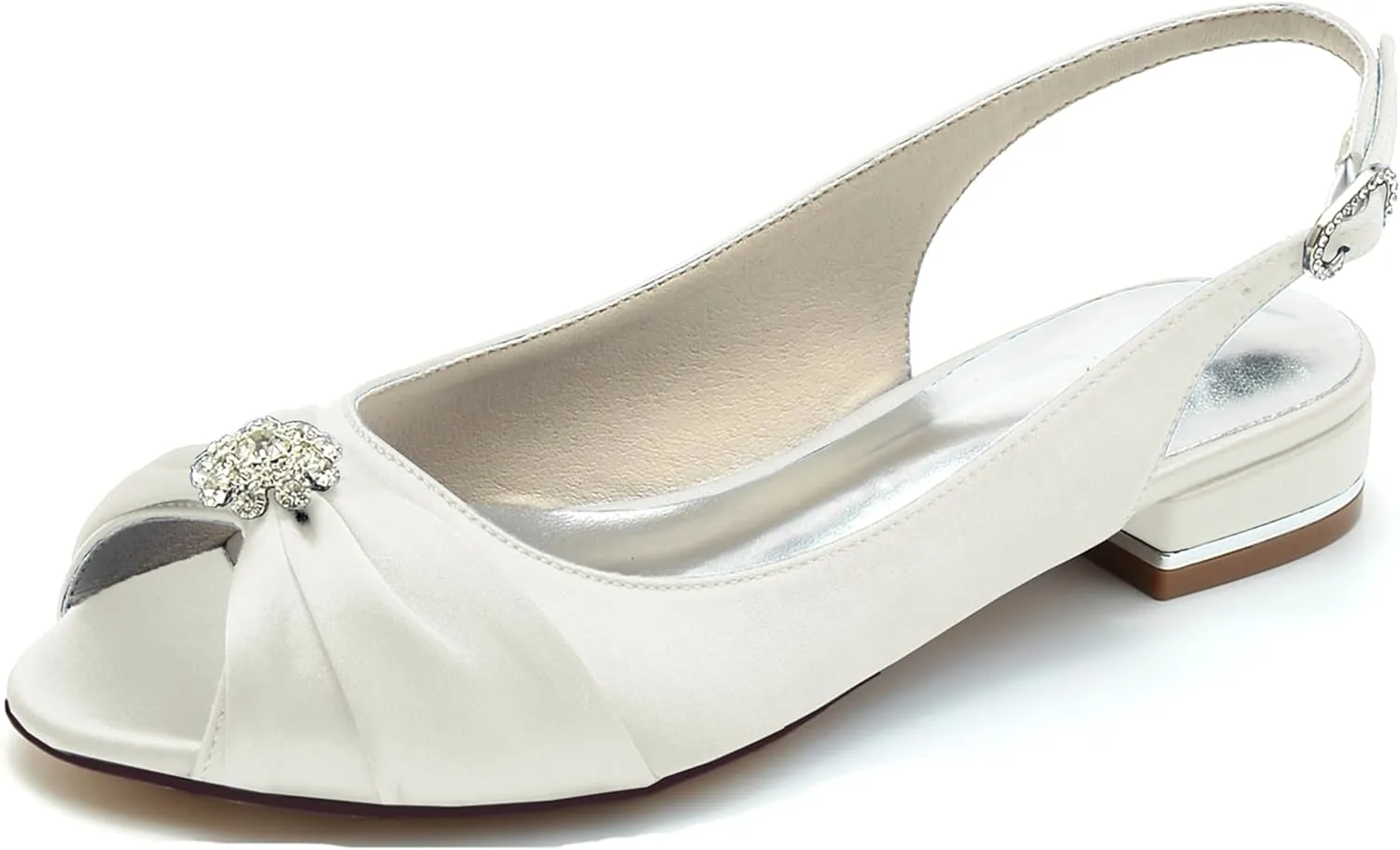 Hanfike Girls Womens Comfortable Wedding Flats Slingback Peep Toe Formal Party Evening Shoes JY279