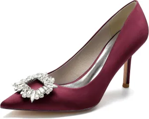 Hanfike Outdoor Wedding Shoes for Women Slip-on Bridal Party Evening Pumps with Bows JY009