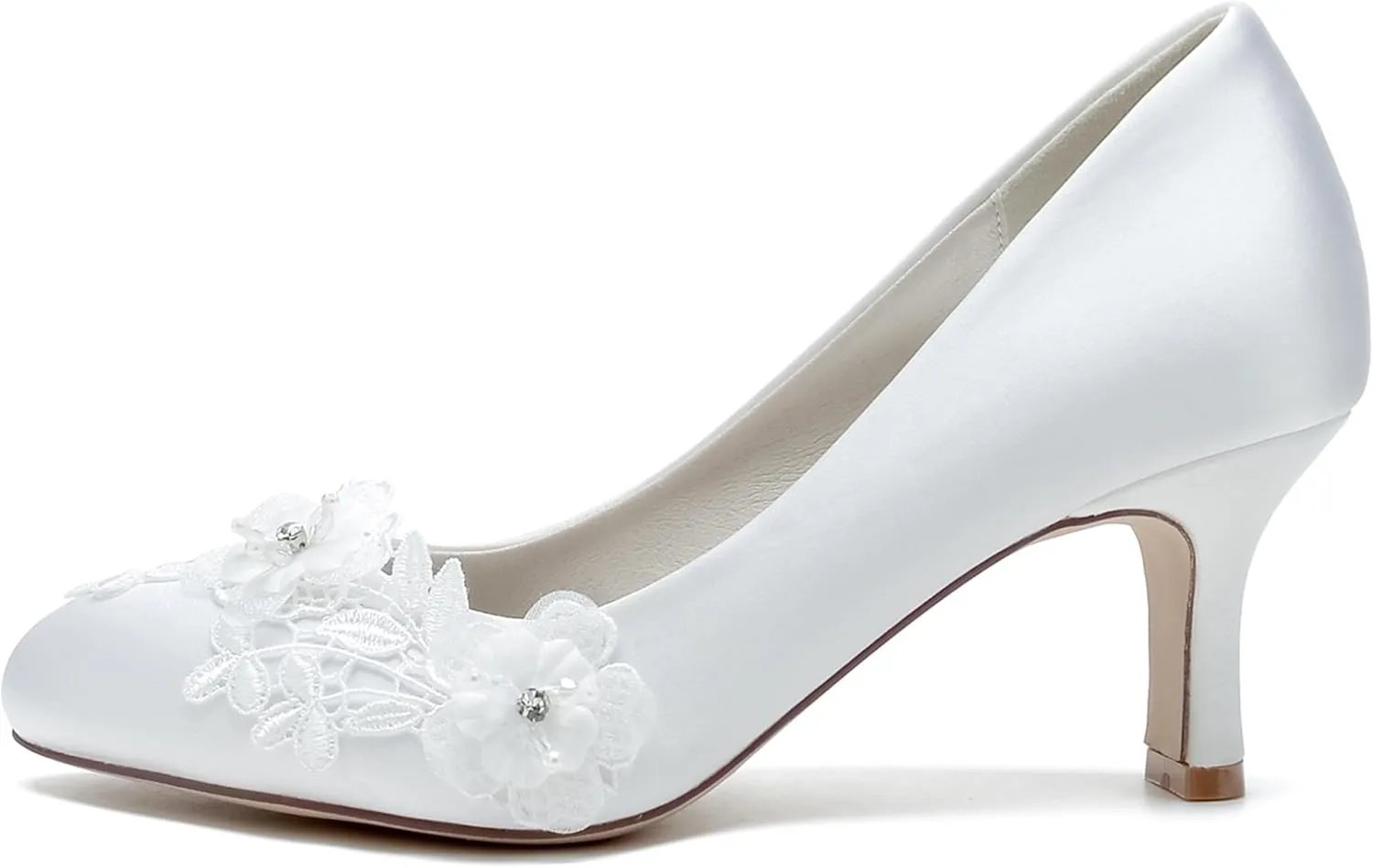 Hanfike Womens Closed Toe Wedding Shoes Slip-on Formal Party Pumps with Flowers JY192