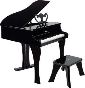 Hape Classic Grand Black Piano| Thirty Key Wooden Keyboard Musical Toy Set for Kids Age Year 3 and up