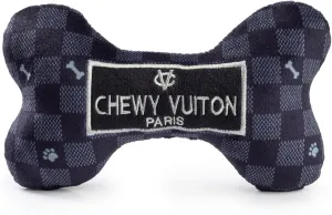 Haute Diggity Dog Black Checker Chewy Vuiton Bone, Plush Designer Dog Toys with Interactive Squeaker, Stimulating Pet Enrichment, Machine-Washable & Safe Materials for All Breeds, Size Medium