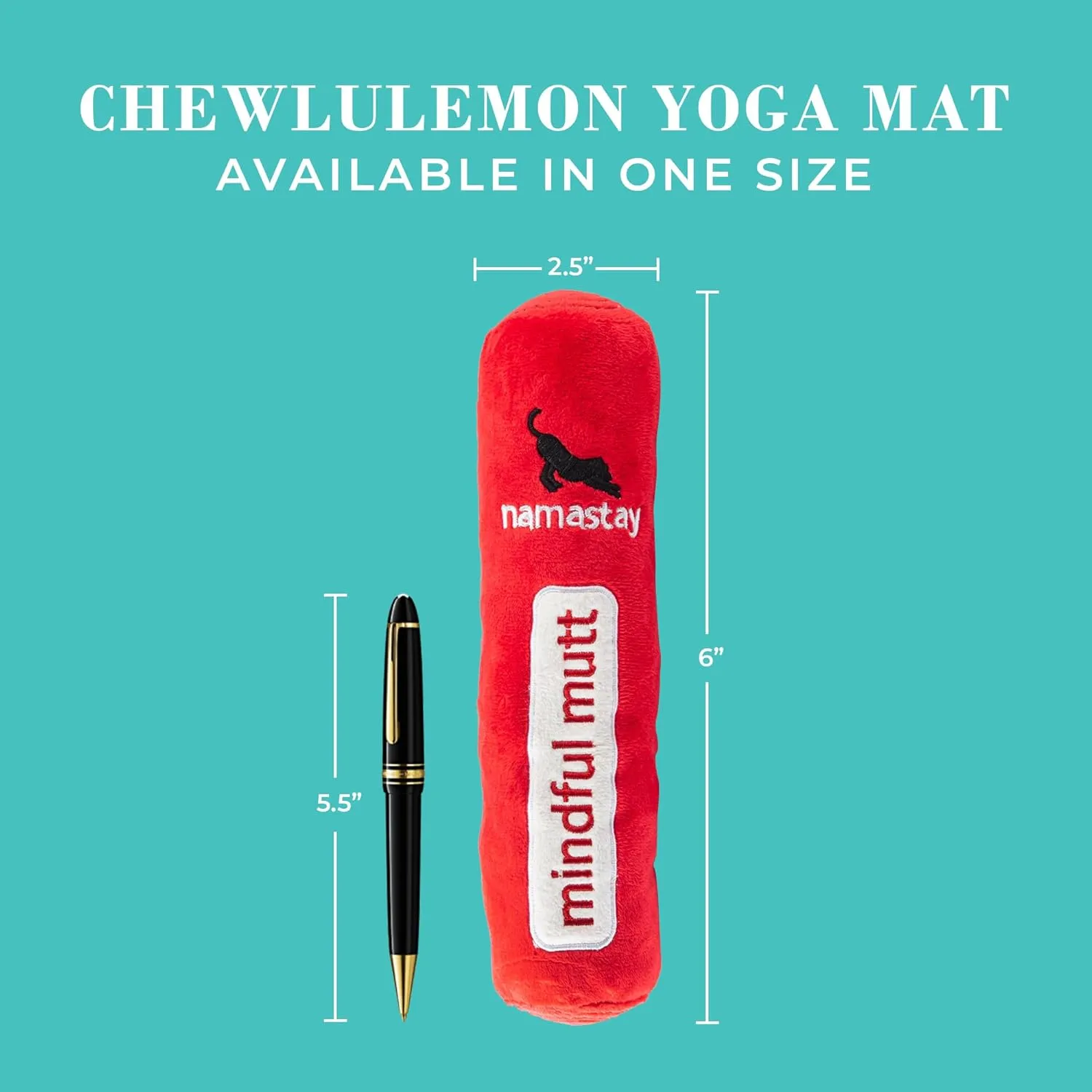 Haute Diggity Dog Chewlulemon Yoga Mat, Plush Designer Dog Toys with Interactive Squeaker, Stimulating Pet Enrichment, Machine-Washable & Safe Materials for All Breeds, One Size